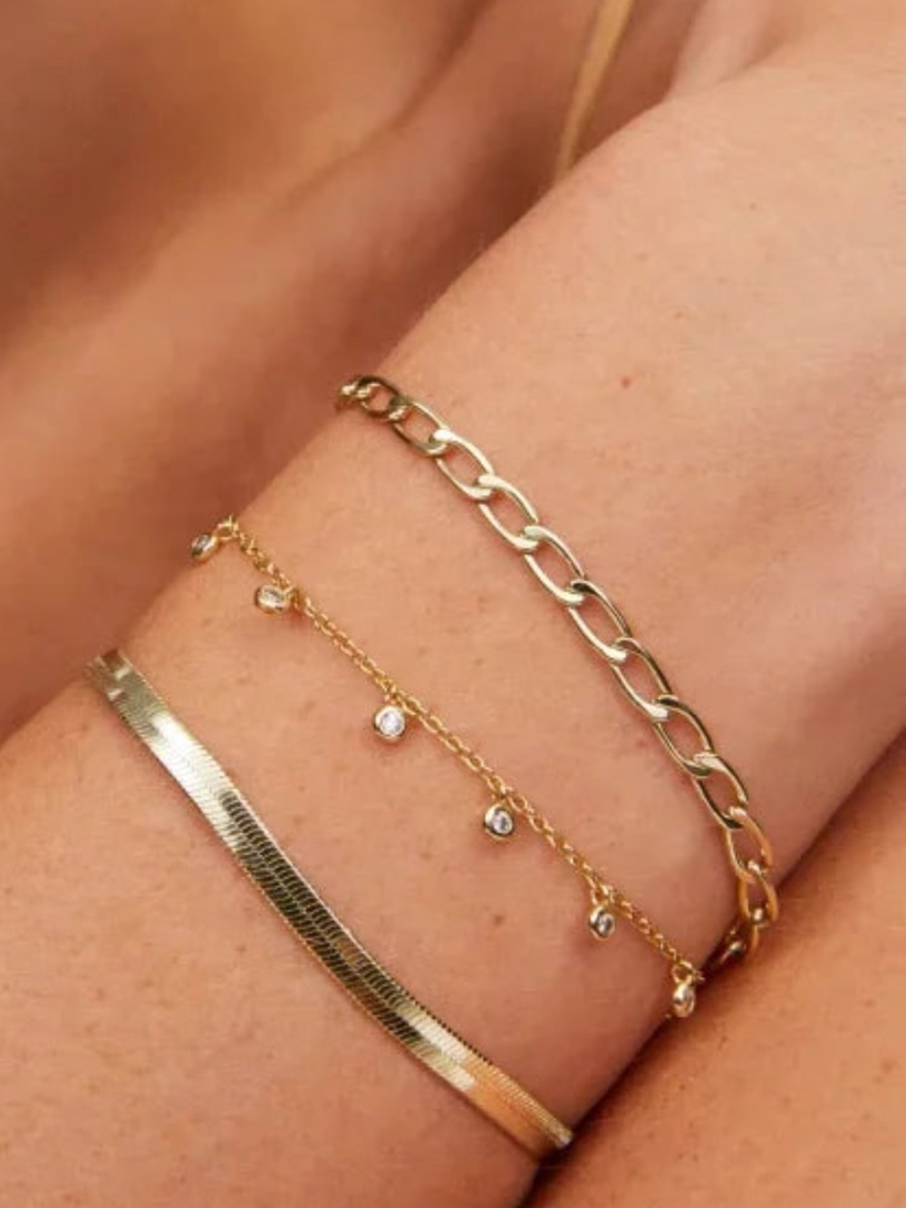 Kendra Scott Gold Layered Bracelet with CZ Drops - Picture 2 of 4